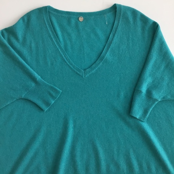 Margaret O’Leary Sweater Cashmere Blend Blue Turquoise Oversized Size 1 - Picture 4 of 9